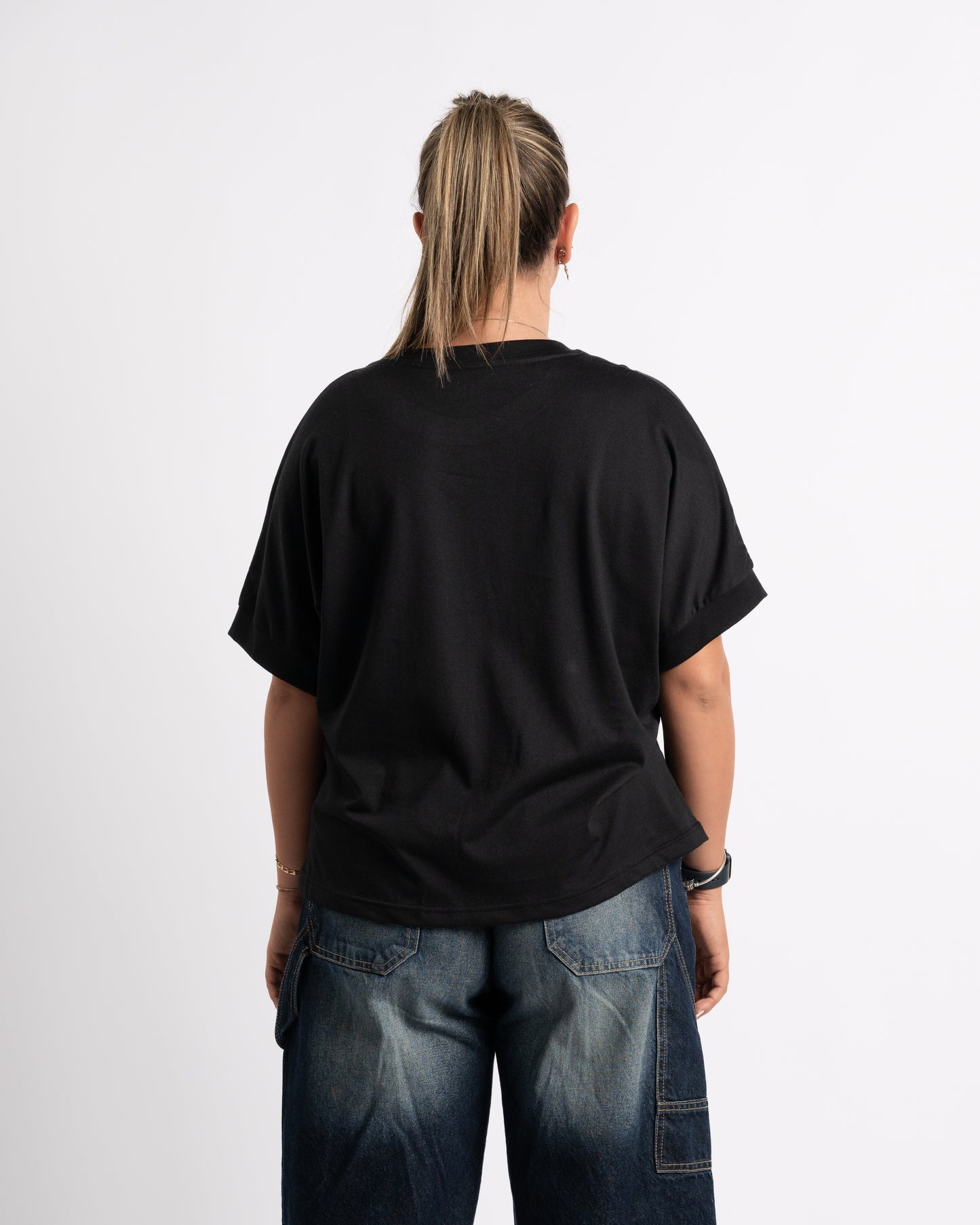 T-shirt over Nero/black Donna (raggi)